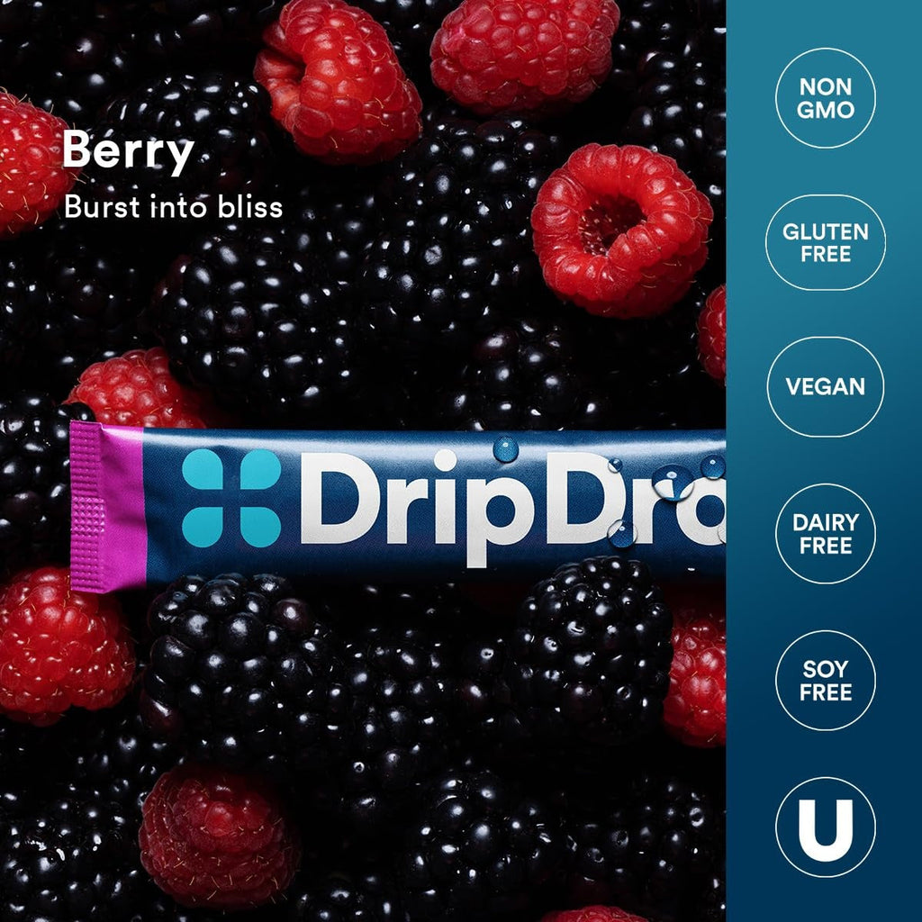 DripDrop Berry Electrolyte Powder, 8 oz sticks, 32 count awa　hf
