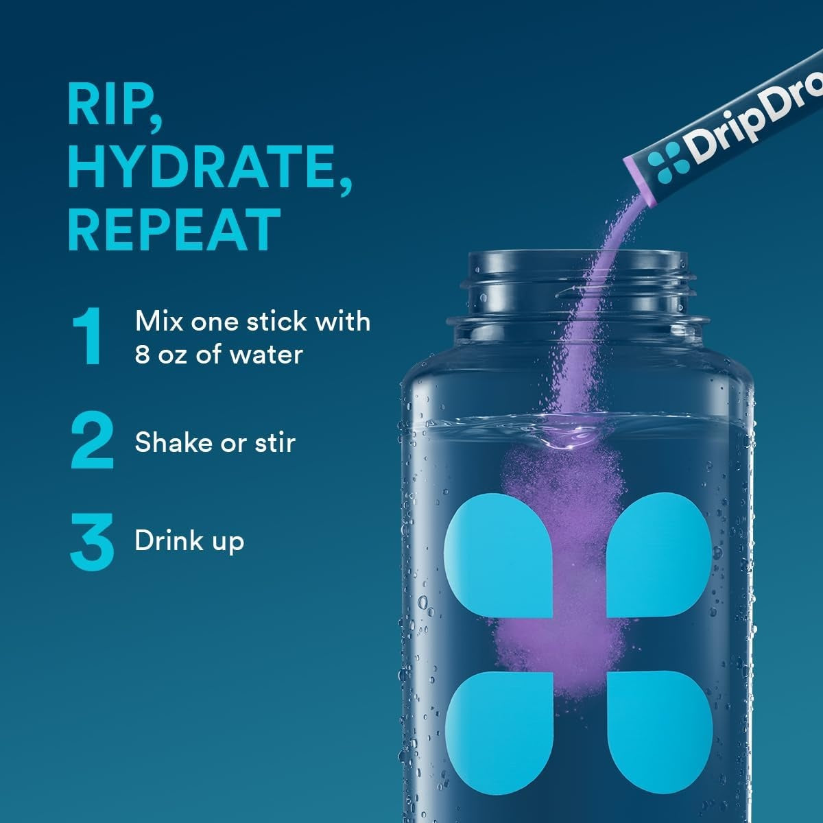 DripDrop Grape Electrolyte Powder, 8 oz sticks, 32 count - Essential Collection