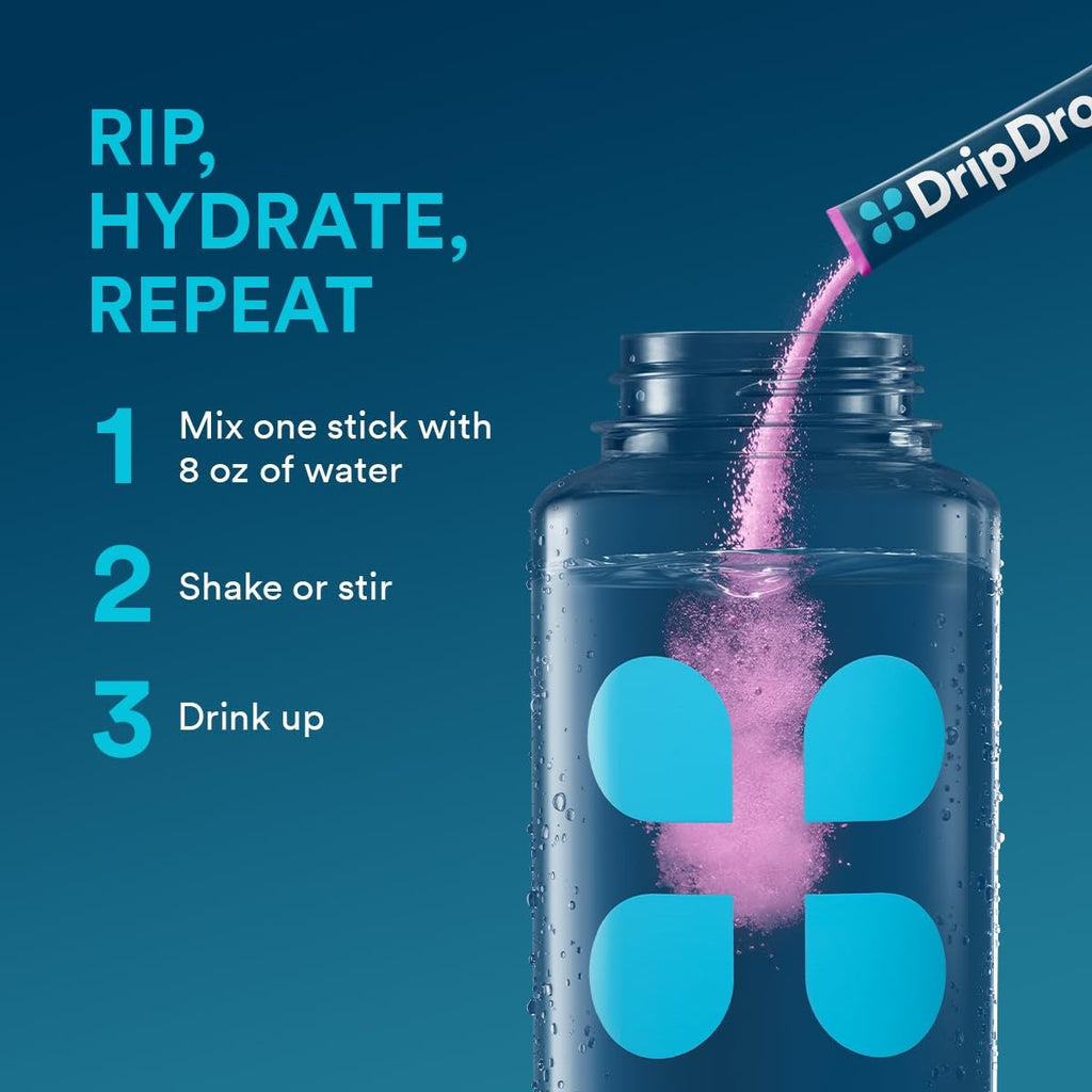 DripDrop Bold Variety Pack Electrolyte Powder, 8 oz sticks, 32 count - Essential Collection