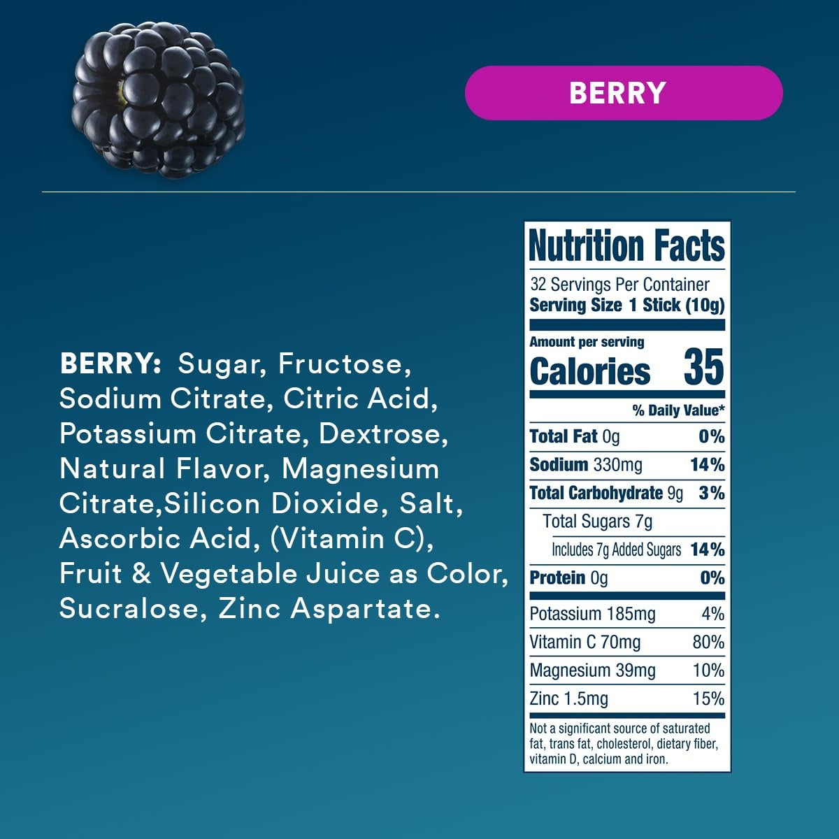 DripDrop Berry Electrolyte Powder, 8 oz sticks, 32 count awa　hf