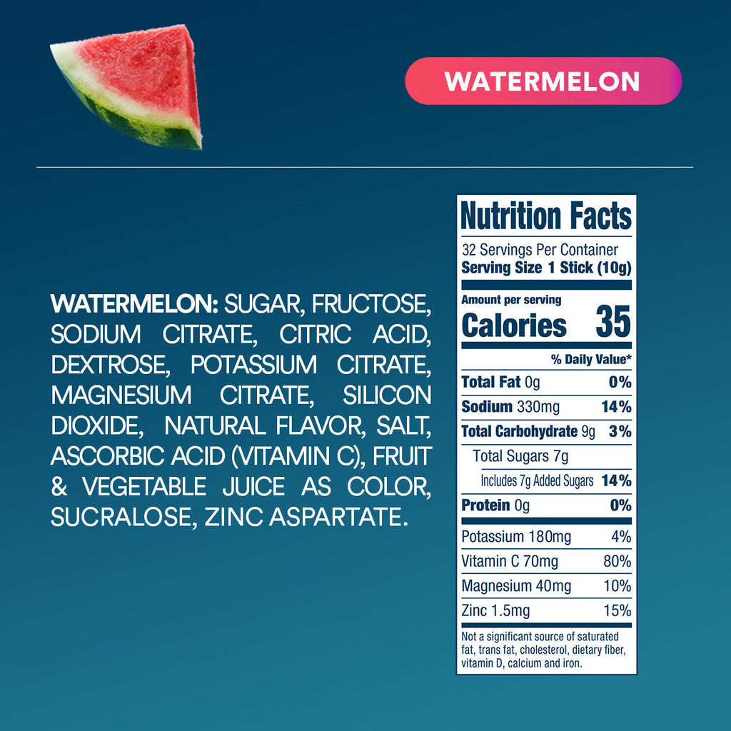 DripDrop Watermelon Electrolyte Powder, 8 oz sticks, 32 count - Essential Collection