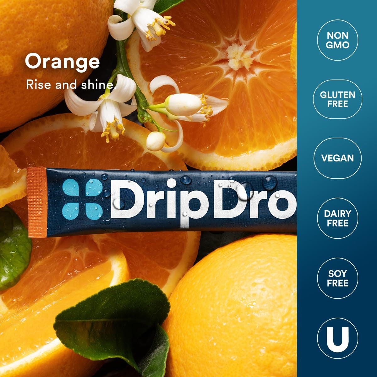 DripDrop Orange Electrolyte Powder, 8 oz sticks, 32 count - Essential Collection