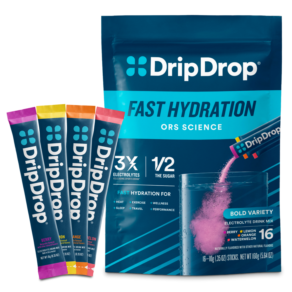 DripDrop Bold Variety Pack Electrolyte Powder, 8 oz sticks, 16 count - Essential Collection