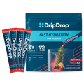 DripDrop Fruit Punch Electrolyte Powder, 8 oz sticks, 32 count - Essential Collection