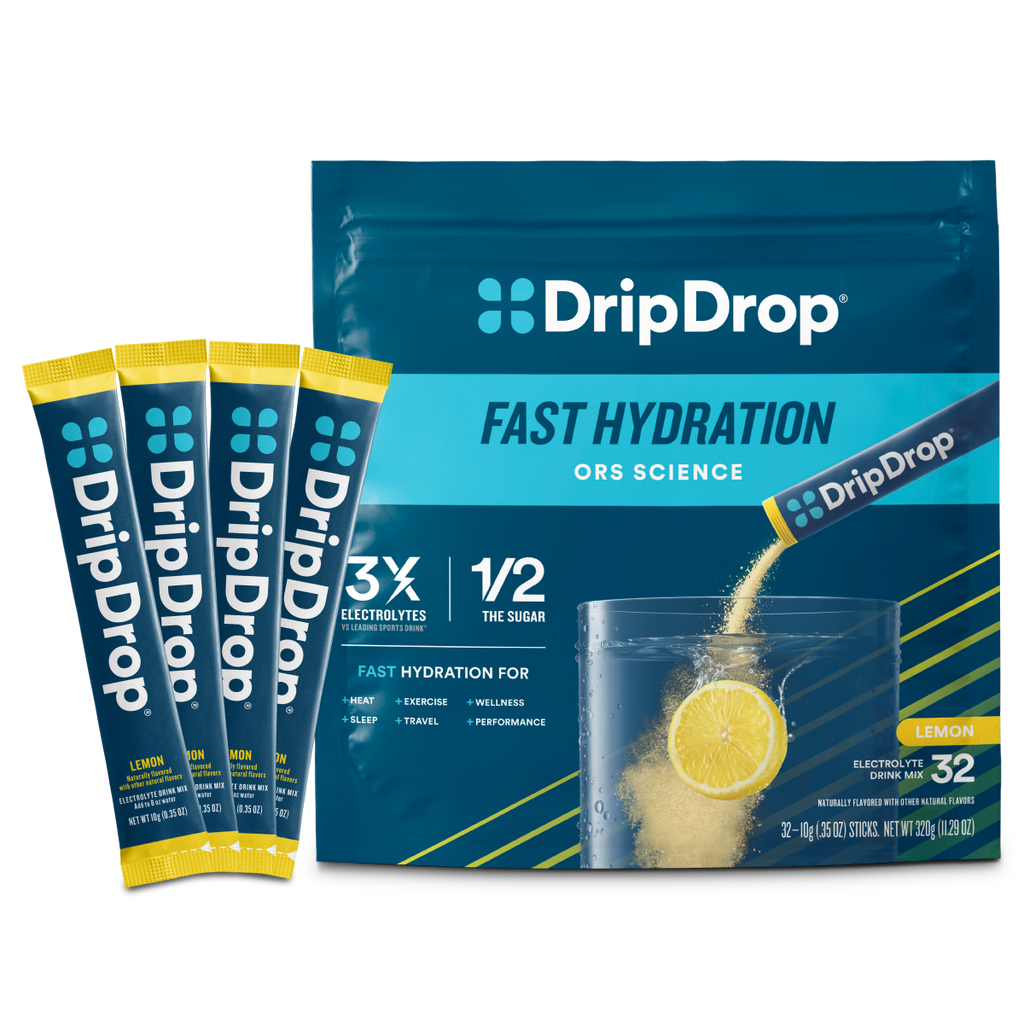 DripDrop Lemon Electrolyte Powder, 8 oz sticks, 32 count 66n　1S