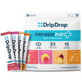 DripDrop Zero Sugar Plus, Watermelon, Tangerine, Tropical Punch, Raspberry Lemonade, 16 oz sticks, 16 count - Essential Collection