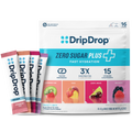 DripDrop Zero Sugar Plus, Strawberry Kiwi, Peach, Cherry Limeade, Wild Berry, 16 oz sticks, 16 count - Essential Collection