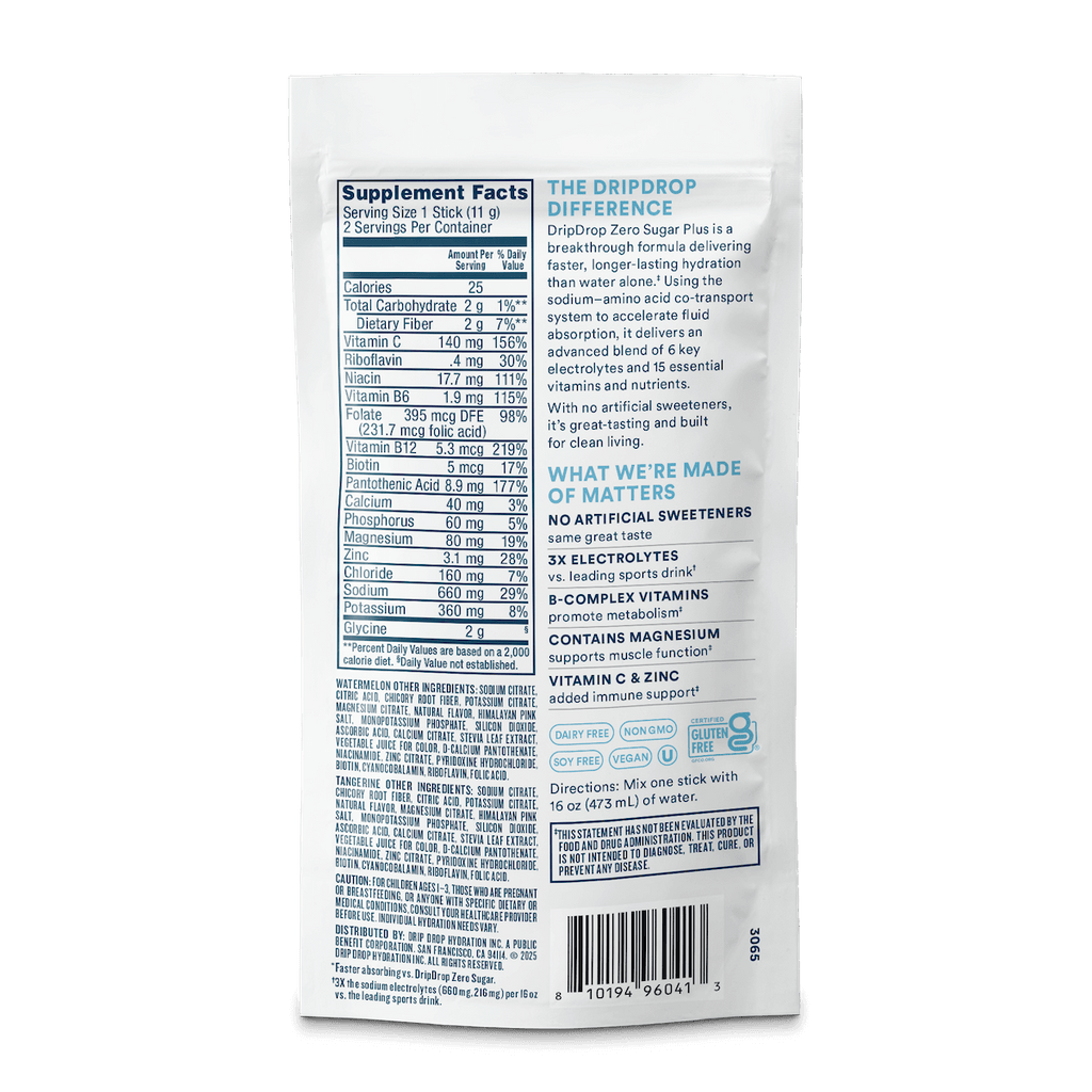 DripDrop Zero Sugar Plus 2-Stick Sample Pack - Essential Collection