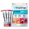 DripDrop Zero Sugar Plus, Strawberry Kiwi, Peach, Cherry Limeade, Wild Berry, 16 oz sticks, 8 count - Essential Collection