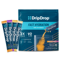 DripDrop Tropical Variety Pack Electrolyte Powder, 8 oz sticks, 32 count - Essential Collection