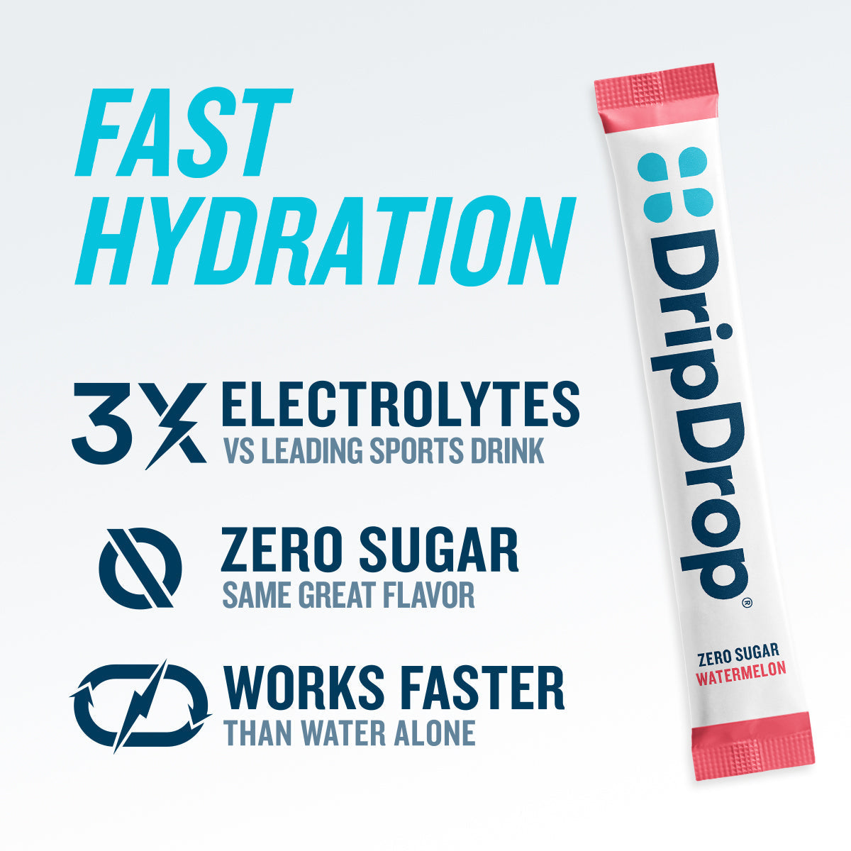 DripDrop Zero Sugar Watermelon Electrolyte Powder, 8 oz sticks, 32 count - Essential Collection