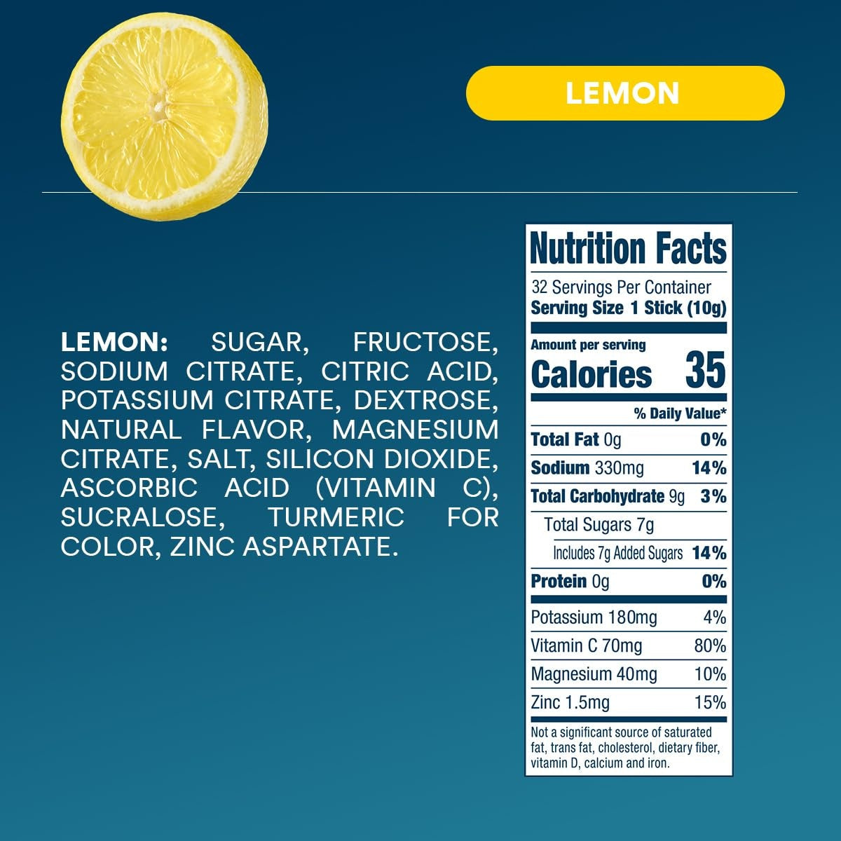 DripDrop Lemon Electrolyte Powder, 8 oz sticks, 32 count 66n　1S