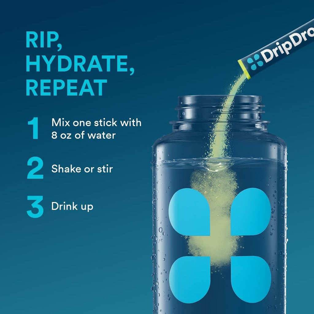 DripDrop Sunburst Variety Pack Electrolyte Powder, 8 oz sticks, 32 count - Essential Collection