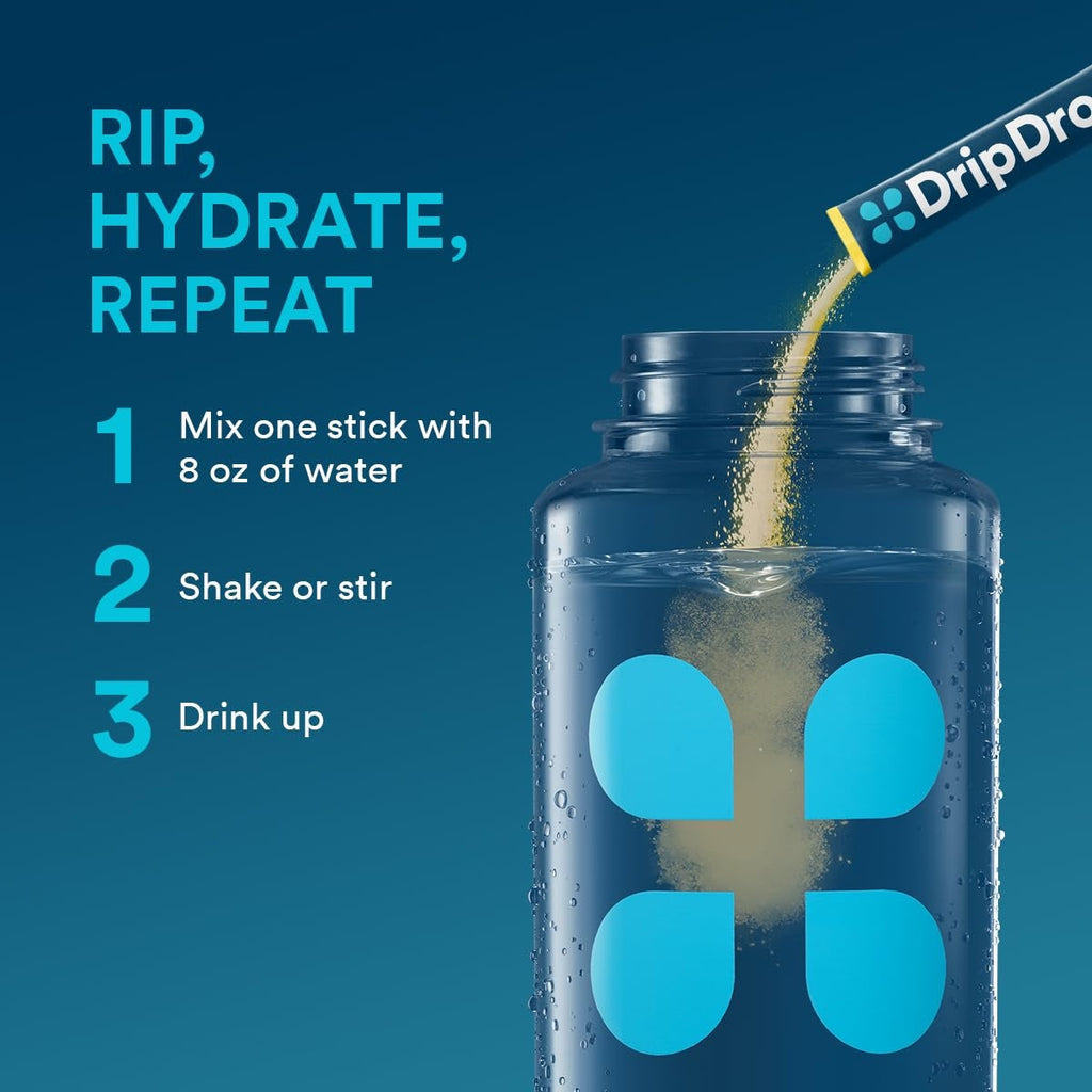 DripDrop Lemon Electrolyte Powder, 8 oz sticks, 32 count 66n　1S