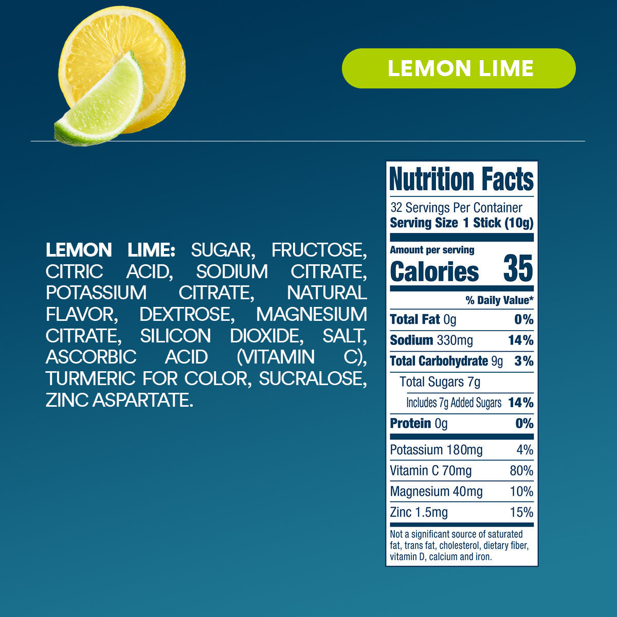 DripDrop Lemon Lime Electrolyte Powder, 8 oz sticks, 32 count - Essential Collection